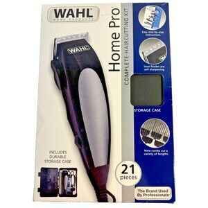 Wahl Home Pro Complete Haircutting Clippers Kit 21 Pieces & Hard Case Self-Sharp